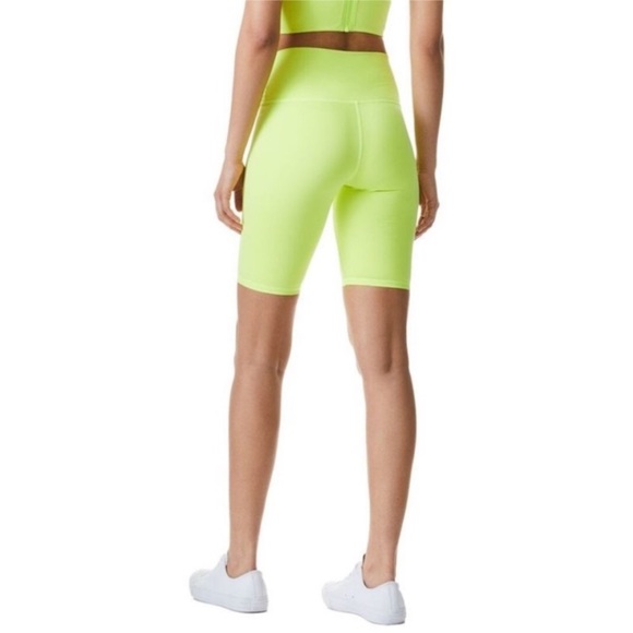 Alice + Olivia NWT Women's Neon Key Lime Aaron High-Rise Biker Shorts XL - Picture 3 of 8